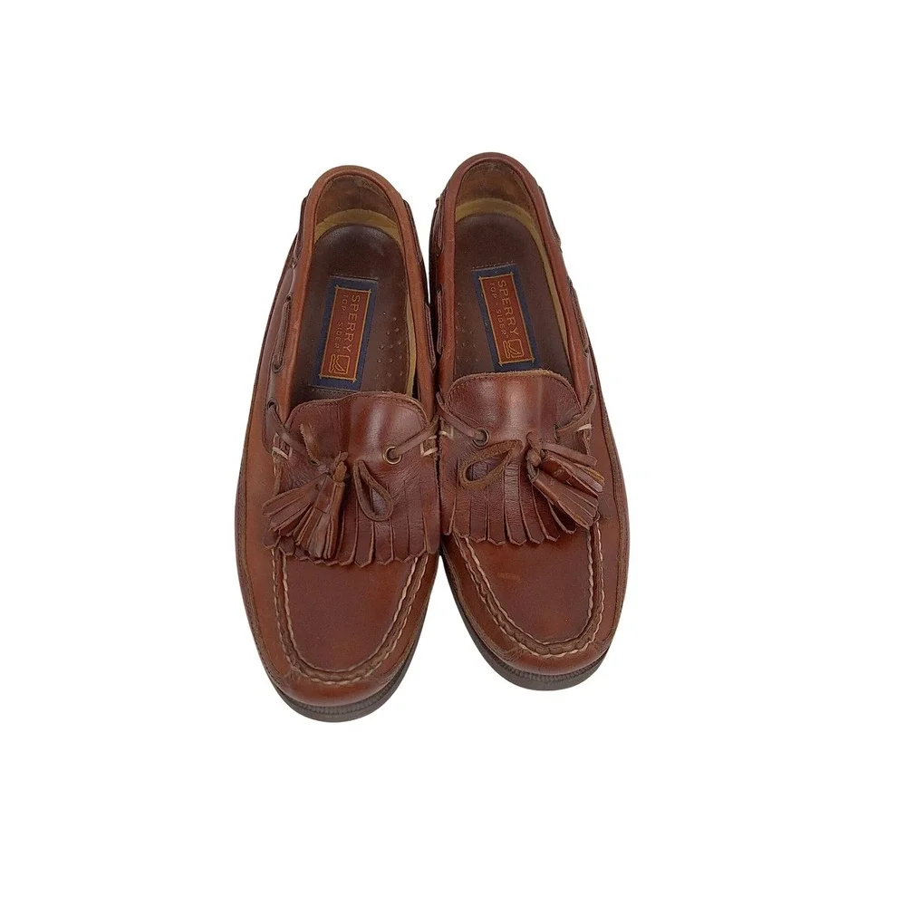 Sperry Top-Sider Brown Leather Kiltie Tassel Loafers Boat Shoes Mens 9.5